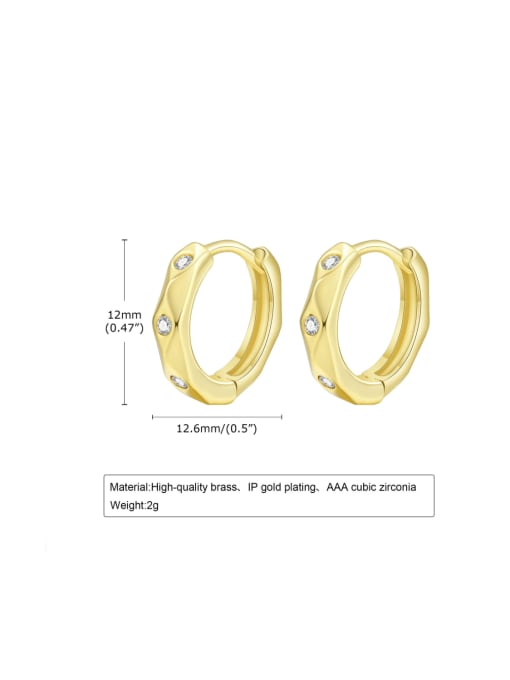 LI MUMU Brass Cubic Zirconia Geometric Minimalist Huggie Earring 3
