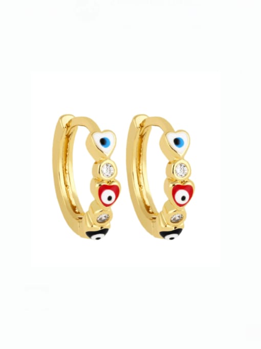 Mixed color Brass Enamel Evil Eye Vintage Huggie Earring