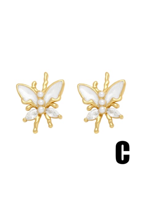 CC Brass Cubic Zirconia Heart Cute Stud Earring 3