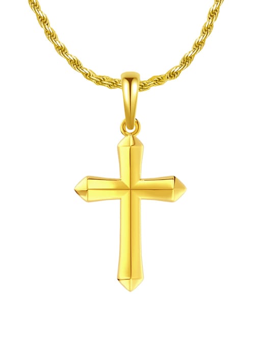 18K gold, single pendant 925 Sterling Silver Cross Minimalist Regligious Necklace