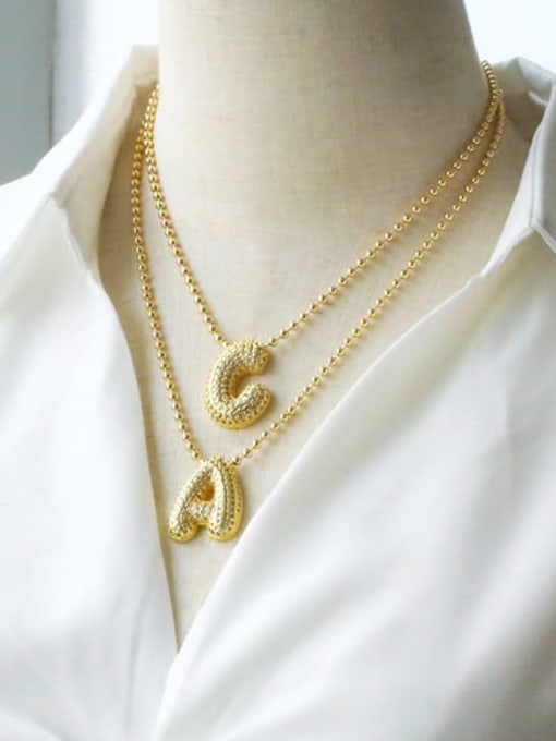 CC Brass Cubic Zirconia Letter Vintage Necklace 1