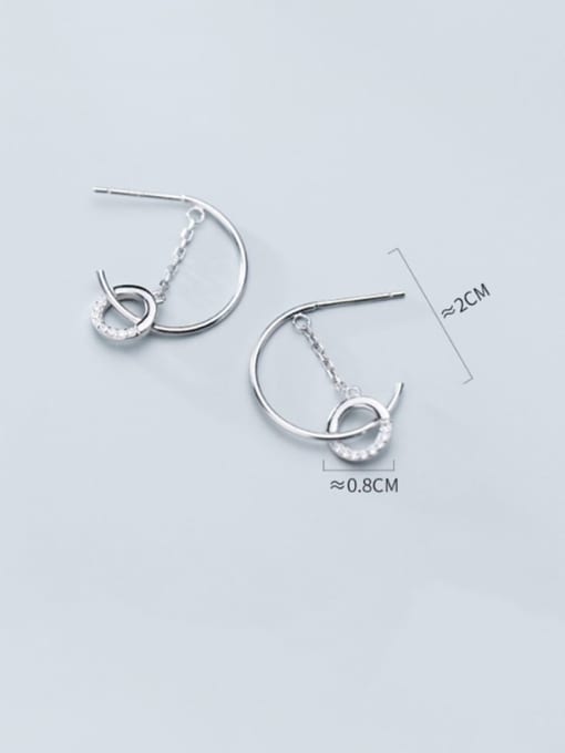 Rosh 925 sterling silver cubic zirconia  round minimalist hook earring 3