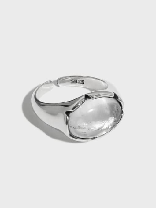 DAKA 925 Sterling Silver Crystal Irregular Vintage Band Ring 0
