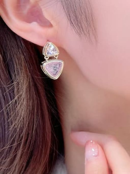 Luxu Brass Glass Stone Geometric Minimalist Drop Earring 1