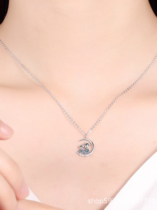 MOISS Sterling Silver Moissanite Mouse Dainty Necklace 1