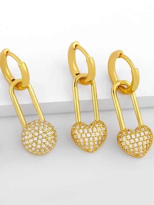 CC Brass Cubic Zirconia Heart Vintage Huggie Earring