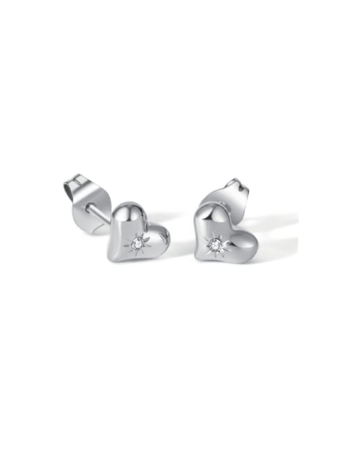 GE894 steel earrings steel Stainless steel Heart Hip Hop Stud Earring