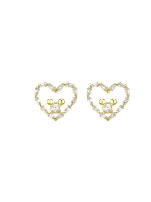 14k Gold Plated Alloy Cubic Zirconia Heart Dainty Stud Earring