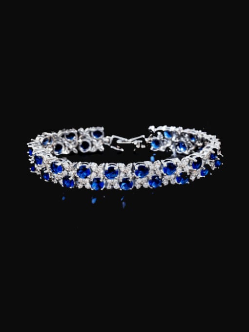 royal blue Brass Cubic Zirconia Geometric Luxury Bracelet