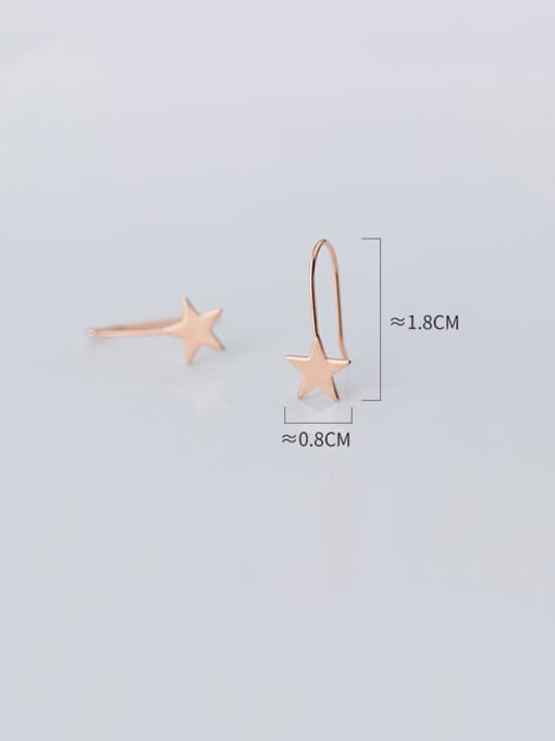 Rosh 925 Sterling Silver With  Minimalist Smooth Star Hook Earrings 3