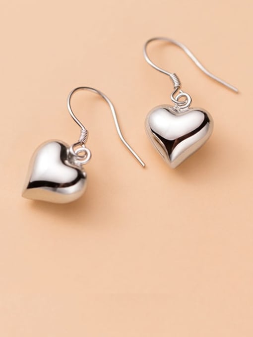 Rosh 925 silver simple smooth Heart Earrings 3