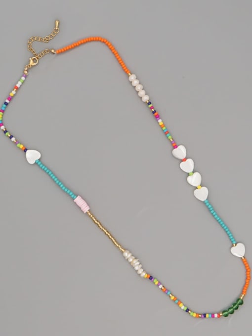 FG N210002A Miyuki Millet Bead Multi Color Heart Bohemia Handmade Beaded Necklace