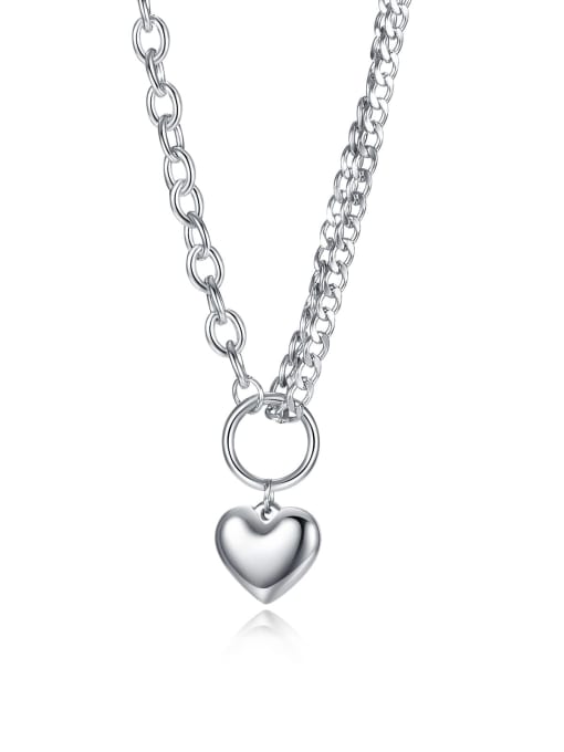 2117 steel Titanium Steel Heart Hip Hop Hollow Chain Necklace