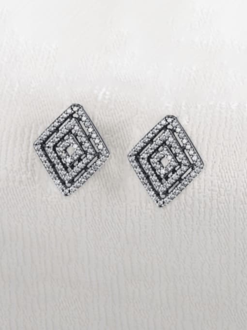 MODN 925 Sterling Silver Cubic Zirconia Geometric Vintage Stud Earring 0