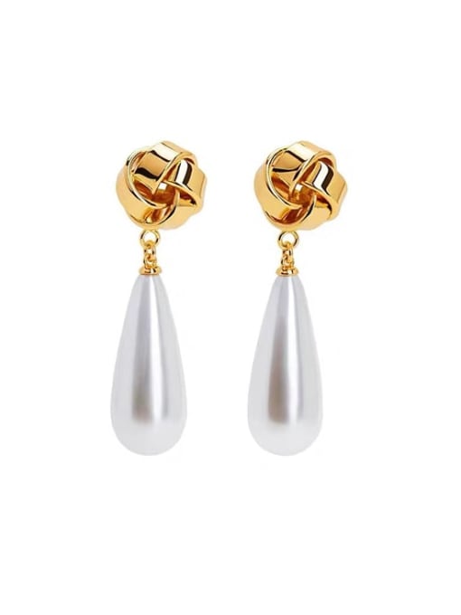 LI MUMU Brass Imitation Pearl Water Drop Minimalist Drop Earring