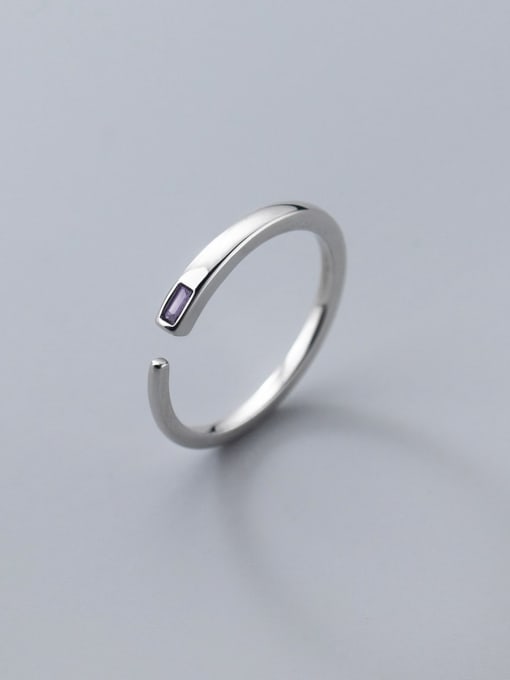 Rosh 925 Sterling Silver Glass Stone Geometric Minimalist Band Ring 1