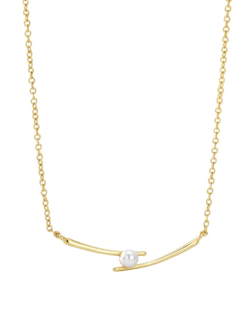 Gold pearl necklace Brass Imitation Pearl Geometric Minimalist Necklace