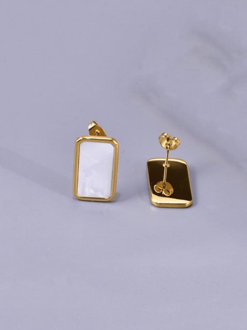 A TEEM Titanium Steel Shell Rectangle Minimalist Stud Earring 1