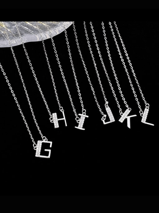 BeiFei Minimalism Silver 925 Sterling Silver Cubic Zirconia Letter Minimalist Necklace 3