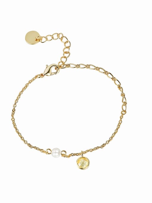 CHARME Brass Imitation Pearl Geometric Minimalist Bracelet 2