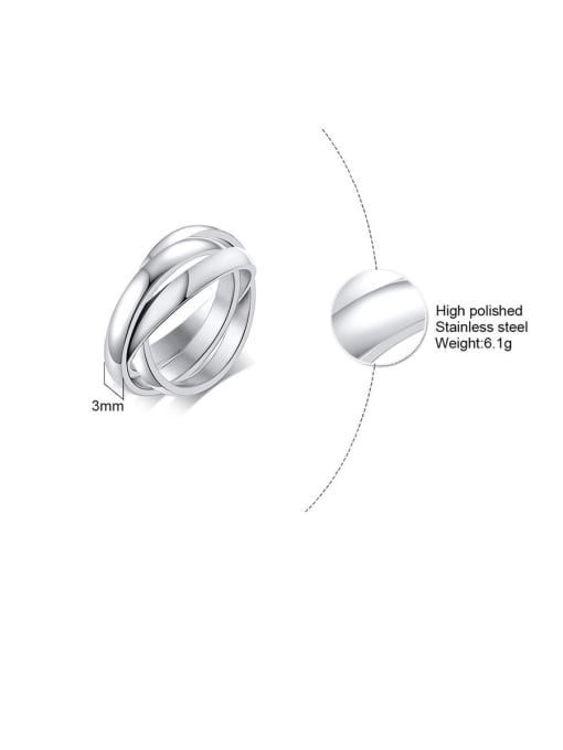 CONG Titanium Simple  Smooth Polycyclic   Ring 3