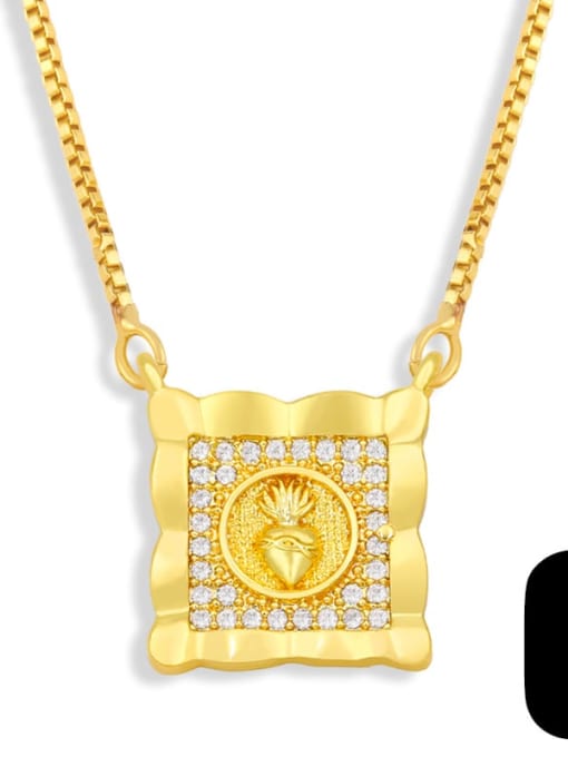 G Brass Cubic Zirconia Religious Vintage Necklace