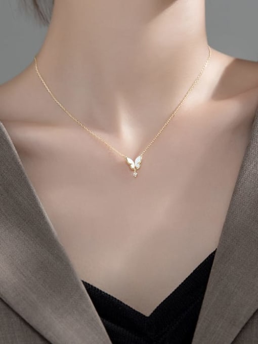 Rosh 925 Sterling Silver Shell Butterfly Minimalist Necklace 1
