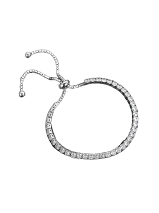 JENNY 925 Sterling Silver Cubic Zirconia Geometric Artisan Adjustable Bracelet