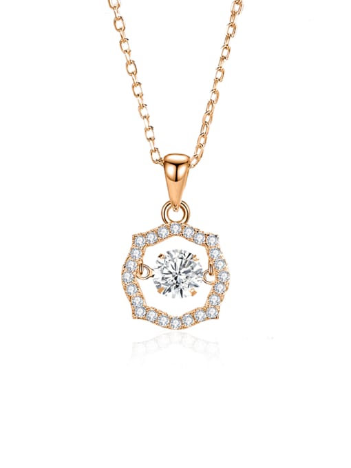 FDTD 030 Rose Gold+White Moissanite 925 Sterling Silver Moissanite Geometric Dainty Necklace