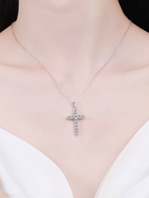 MOISS 925 Sterling Silver Moissanite Cross Dainty Regligious Necklace 1