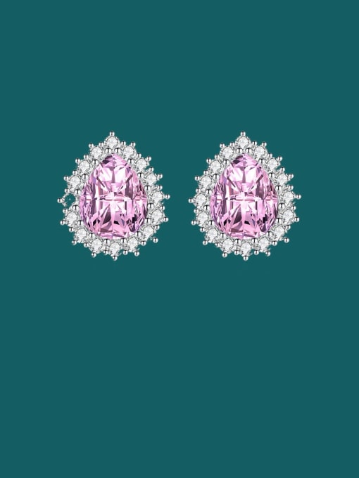 Pink diamond Brass Cubic Zirconia Multi Color Water Drop Dainty Stud Earring