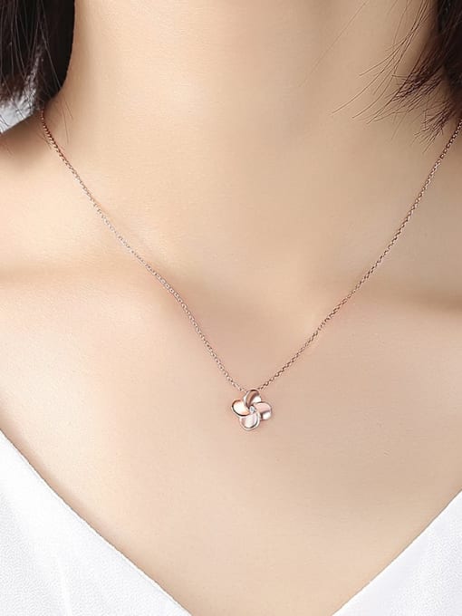 CCUI 925 Sterling Silver Rhinestone Simple flower pendant Necklace 1