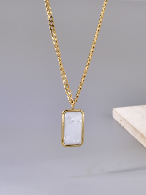 A TEEM Titanium Steel Shell Rectangle Hip Hop Necklace