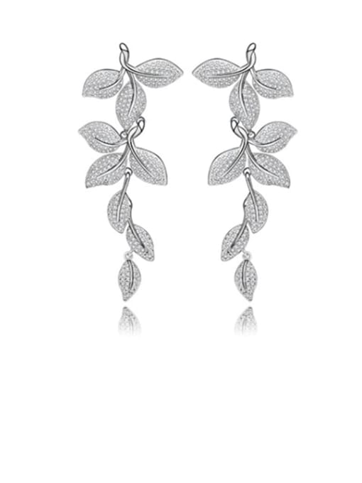 BLING SU Copper Cubic Zirconia Flower Luxury Cluster Earring 0