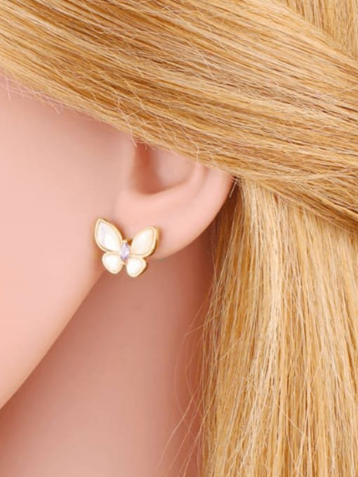 CC Brass Shell Butterfly Minimalist Stud Earring 1