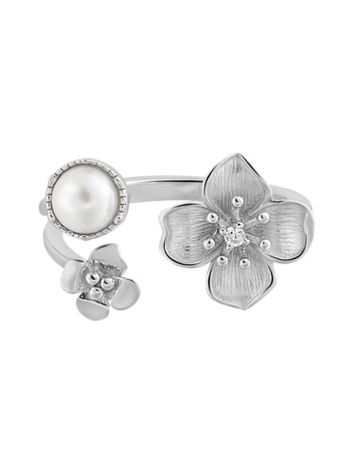 DAKA 925 Sterling Silver Flower Cute Band Ring 2