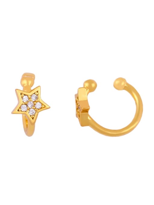 White star Brass Cubic Zirconia Star Vintage Huggie Earring