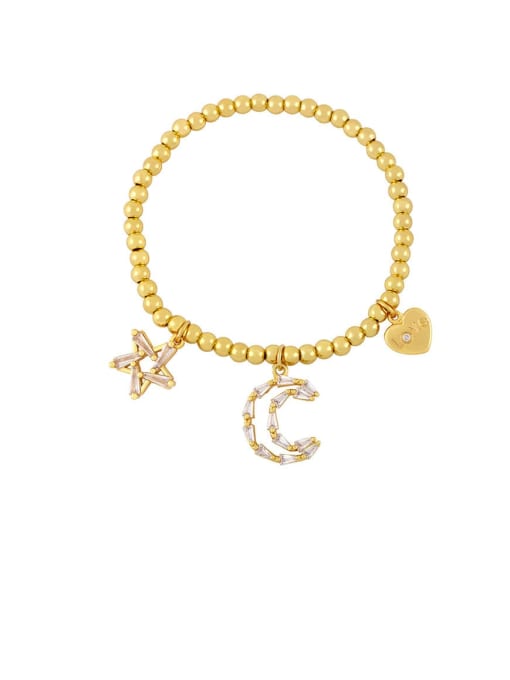 CC Brass Cubic Zirconia Star Vintage Beaded Bracelet
