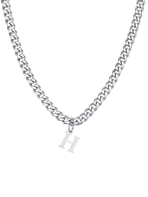 H Stainless steel Letter Hip Hop Hollow Chain Necklace