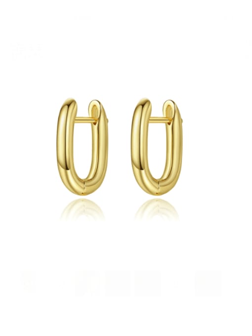 E21030408 18K Brass U Shape Geometric Minimalist Huggie Earring
