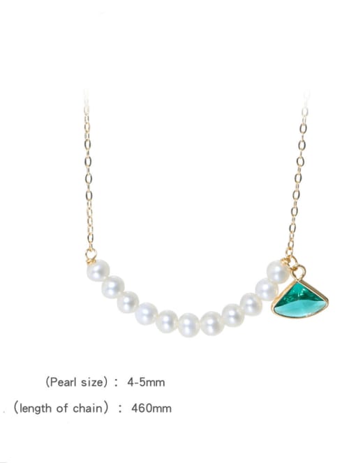 RAIN Brass Freshwater Pearl Geometric Minimalist Necklace 3