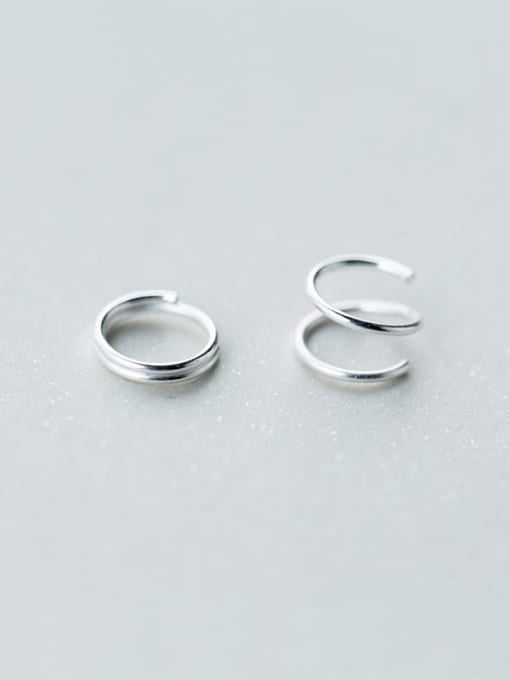 Rosh 925 Sterling Silver Round Minimalist Double layer Stud Earring 2