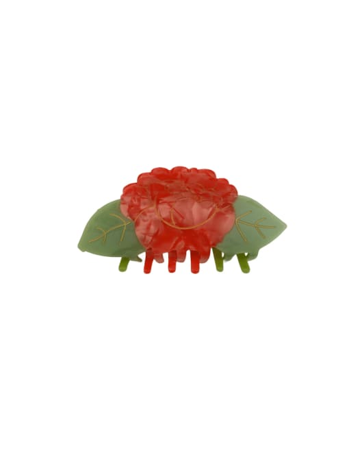 3 Red Peony Cellulose Acetate Trend Flower Alloy Multi Color Jaw Hair Claw