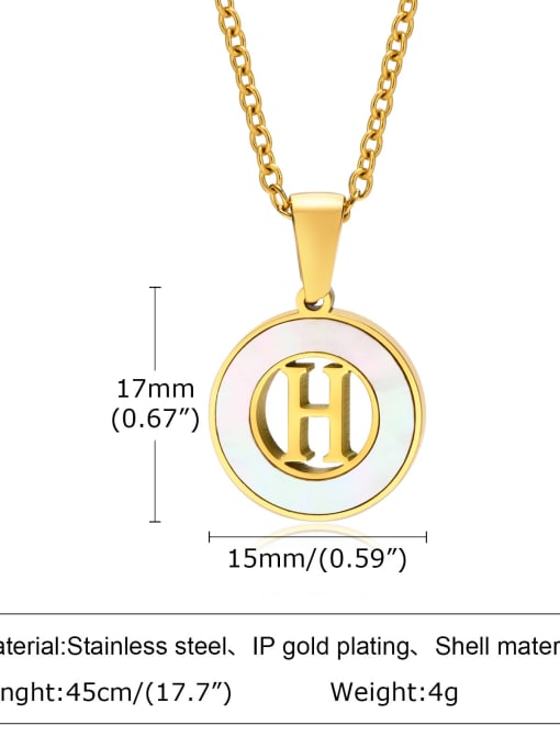 H letter 45CM Stainless steel Shell Letter Minimalist Necklace