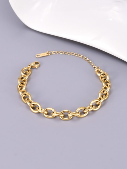 18K Gold Titanium Steel Hoolow  Geometric Chain Vintage Link Bracelet