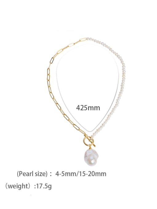 golden Brass Freshwater Pearl Irregular Minimalist Necklace