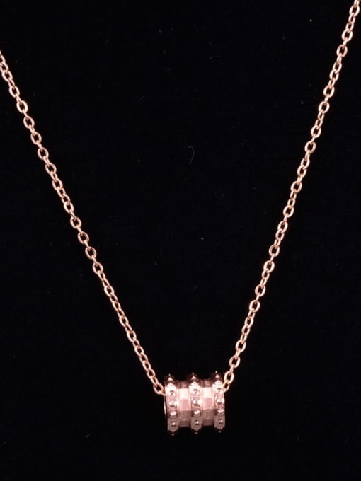 Rose Gold Titanium Rhinestone White Round Minimalist Choker Necklace