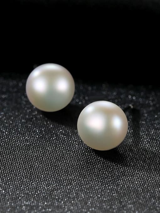 CCUI 925 Sterling Silver Freshwater Pearl White Ball Minimalist Stud Earring 3