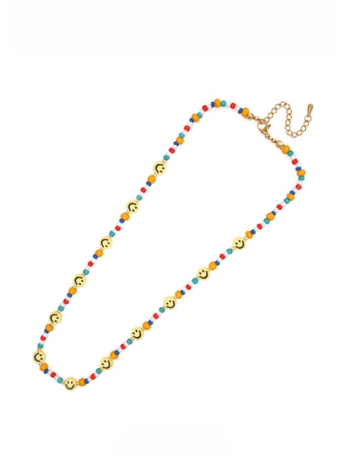 Roxi Multi Color Glass beads Smiley Bohemia Handmade Beaded Necklace 1