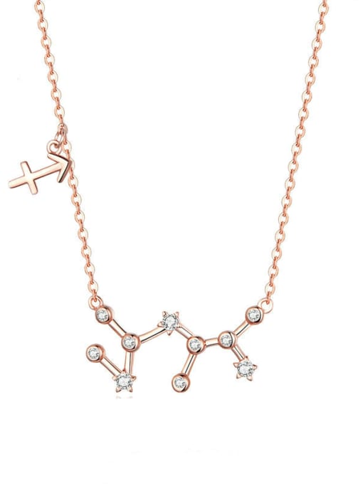rose gold 925 Sterling Silver Cubic Zirconia Constellation Minimalist Necklace
